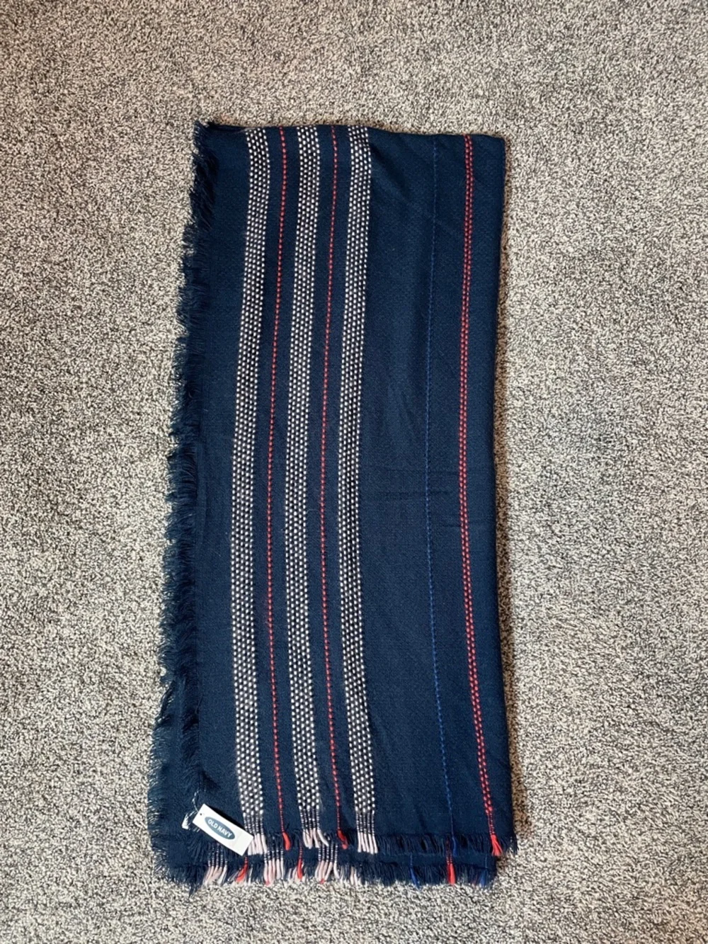 Navy Striped Fringe Scarf Old Navy NWT